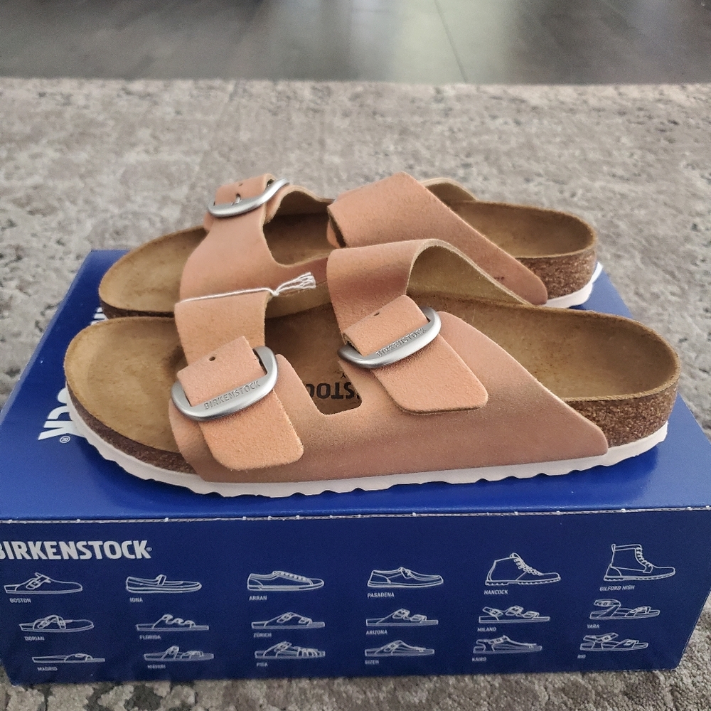 Birkenstock Arizona Big Buckle Leather Washed Metallic Copper Size 39 - Picture 9 of 12